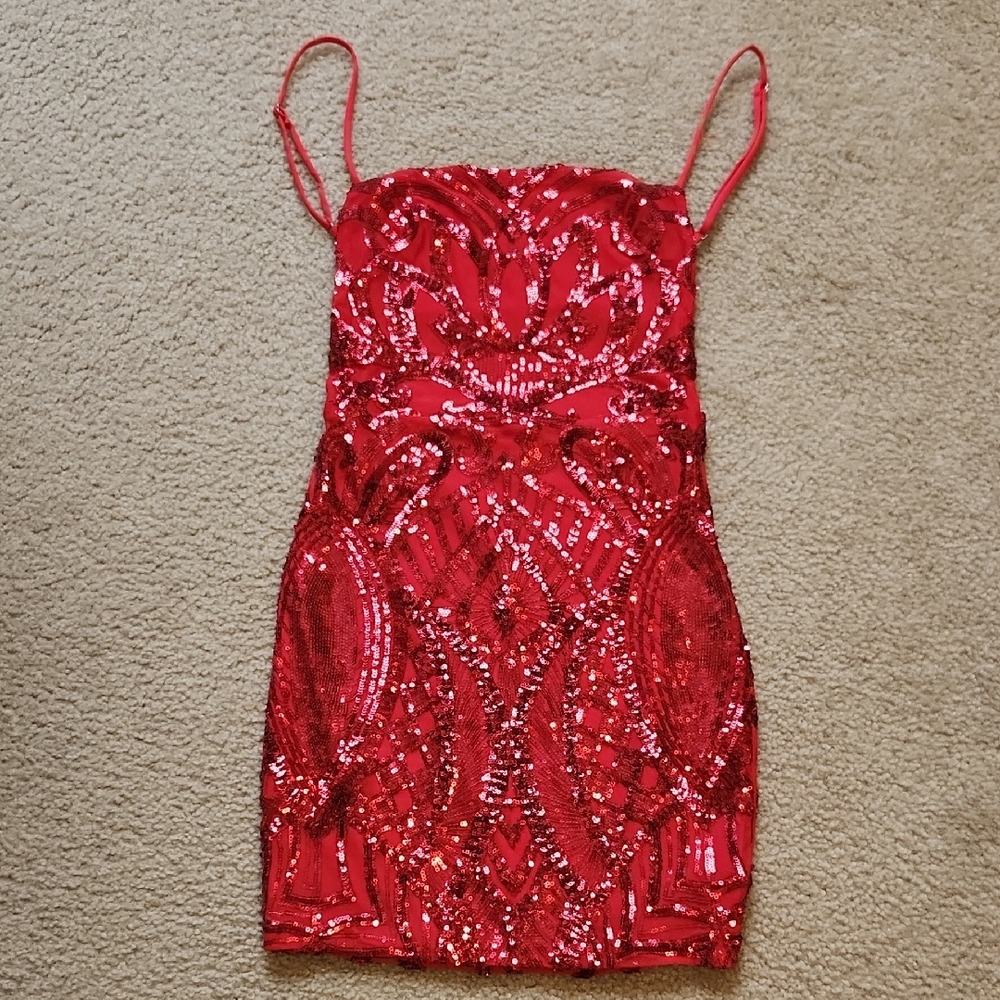 Lucy In The Sky Red Sequened Dress